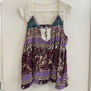 Bila Women Embroidered Lace Top Size XL Fairy Boho Romantic Whimsigoth Cottage.